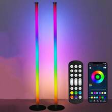 WAYAMY RGB Lampara de Piso Ajustable y Decolorada, Lámpara pie para Salón Inteligente con Control Remoto,Lámpara de pie 2 en 1 RGB de 1.2 metros - 2 - Ver 1