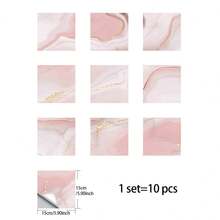 10Pcs Self-Adhesive Tile Stickers, Pink Marble Pattern Peel And Stick Wall Stickers, Wallpapers, Suitable For Kitchen, Living Room, Bathroom, Bedroom, Home Decor, Wall Decor, Floor Decor - Multicolor - View 11