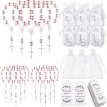 120pcs Baptism Shower Wedding First Communion Decoration Kit, Includes 30pcs Mini Beads, 30pcs Cross-Shaped Small Boxes, 30pcs Organizational Gift Bags, 30pcs Thank You Kraft Paper Labels, Made Of Plastic, For Wedding, Shower, Baptism, First Communion, Spring, Summer, Fall, Winter - 彩色 - 查看 10