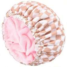 1pc Adjustable Plush Shower Cap, Waterproof Polyester Absorbent Microfiber 3-In-1 Hair Drying Cap - Multicolor - View 12