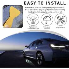 Car Light Tint Film, 46.8" * 11.8" Extra-Wide Waterproof Headlight Taillight Tint Wrap Roll, Self Adhesive Film Sticker Sheet For Car Headlight Tail Lights With Squeegee+Cutter (Light Black)