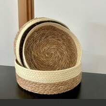 Juego de 3 cestas de almacenamiento modernas y minimalistas de gran capacidad, estilo de mimbre, organizador para cocina, baño, sala de estar, almacenamiento de juguetes y aperitivos, cama para gatos, artículos decorativos para el hogar