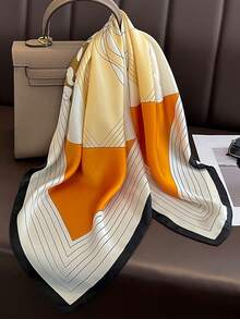 1pc Bandana With Line Cashew Geometric Print, Suitable For Daily Use As Hair Scarf, Neck Scarf, Or Headband - Multicolor - View 5