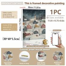 1 Stück, Leinwandkunst, gerahmte Weihnachtswanddekoration, Vintage Weihnachtsmannmütze Wandbehang, Vintage Ölgemälde des Weihnachtsmanns, Weihnachtsgeschenkbox, Winterlandschaft, Weihnachtsdekoration für Zuhause, Weihnachtsposter, Raumdekoration, Deko für Studentenwohnheim, Schlafzimmerdekoration, Wohnzimmerdekoration, Badezimmerdekoration, Küchendekoration, Bürodekoration, Weihnachtsgeschenke