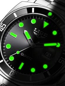 LIGE男士时尚休闲商务手表防水日期手表轻奢高端石英表 - 銀色 - 查看 8