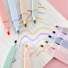 4pcs Creative Eye-Friendly Soft Tip Highlighter Pens, Soft Tip Marker Pens For Highlighting, Soft Angled Tip Fluorescent Pens For Students, Suitable For Learning, Office, Marking