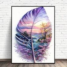 Large Feather Art Diamond Painting Kit, DIY Handcraft Diamond Painting Set, Vibrant Nature Themed Design, Soft Tones And Mountain Scenery, Frameless Creative Craft Gift, Suitable For Home Decor, Great For Entryway, Study, Bedroom, DIY Craft Kit | Vibrant Diamond Painting Kit | DIY Craft Kit, Feather Decor - Multicolor - View 14