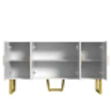 150cm Modern, Luxurious White Sideboard With High-Quality Structures And Golden Handles, 4-Turn-Design, High-Quality Regale - White - View 4