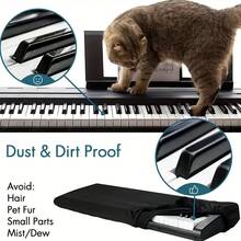 1pc Black Digital Electronic Piano Keyboard Dust Cover With Music Stand Opening, Fits 61/88 Keys - Desk & Drawer Organizer For Home Storage, Protects From Dust & Debris