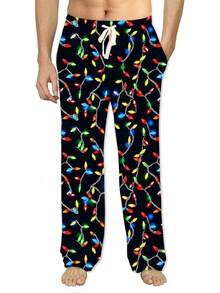 Mens Pajama Pants Christmas Halloween Sleepwear Lounge Pjs Pants With Pocketshalloween - Christmas Light - View 1
