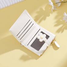New Korean Cute Floral PU Leather Short Wallet Student Coin Purse Card Holder Zipper Pouch For Women Wallet Mini Wallet Purse Wallet Small Wallet Cute Wallet Card Wallet Coin Wallet