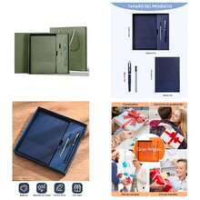 MAOXINGREN Cuaderno de tapas blandas en estuche de piel, 200 Pginas Rayadas, cuaderno profesional de negocios con estuche de regalo envuelto para reuniones, toma de notas, agenda, diarios Verde - inicial - Ver 1