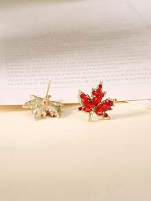 1 Pair Autumn Maple Leaf Vintage Red Elegant Earrings, Sophisticated Design For Daily Wear