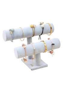 1 pièce Support d'affichage de bijoux, support de collier en forme de T, support de bracelet, support de montre-bracelet, convient pour l'organisation à la maison, la boutique ou l'exposition de bijoux, sans alimentation électrique, conception anti-emmêlement, présentation élégante, fermeture, placement de bureau durable, rangement , tour à bijoux haut de gamme