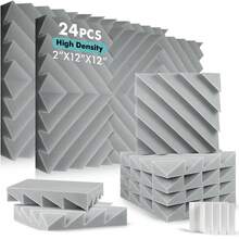 OLOEY 12/24 chiếc, xốp cách âm rãnh kim cương mật độ cao 12x12x2 inch, tấm xốp cách âm văn phòng studio, tấm ốp tường công nghiệp - Nhiều màu - Xem 8