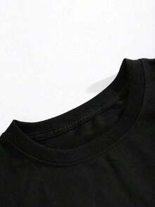 Camiseta de manga corta de corte holgado con estampado de moda para hombre | Diseño exquisito | Esencial para el verano | Fácil de combinar, muestra tu look - Negro 1 - Ver 4