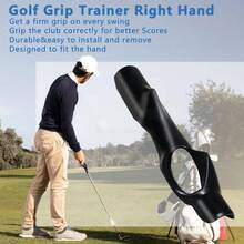 Grip Trainer, Club Grip Trainer Right Hand, Grip Swing Training Aid Golfer Proper Hand Position, Attaches To Most Handles - 黑色 - 查看 4