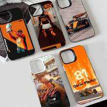 1PC Funda de Teléfono F1 Racing 81 Oscar P-Piastri Funda de Teléfono IMD color plata compatible con  16 15 14 13 12 11 Pro Max Plus, compatible con funda  17, funda  17 Pro, funda  17 Pro Max - z3 - Ver 3