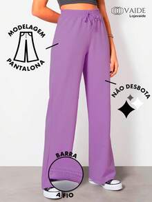 Modern Chic Plain Wide Leg Sweatpants With A Comfortable Structured Fit - 紫色 - 查看 5