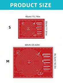 1/2 片装可重复使用烘焙垫，带刻度标记 - 易于清洁的面团、披萨、蛋糕和饼干揉捏垫 - 完美的厨房工具，也是圣诞节、万圣节烘焙的必备佳品 - 紅色揉麵墊 - 查看 3