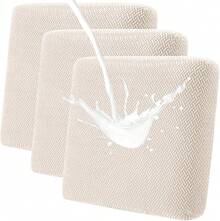 Waterproof Couch Cushion Covers, Stretch Sofa Seat Cushion Slipcovers Solid Washable Furniture Protector Suitable For Armchair Loveseat Sofa (Beige, 3 Pcs)
