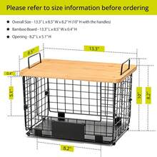 2 Set XL Stackable Wire Basket With Bamboo Tops & Tags- Pantry Organizer And Storage Bins, Kitchen Counter Cabinet Shelf Countertop Under Sink Organizing,  Snack Produce Onion Potato Bread Storage - L - 查看 6