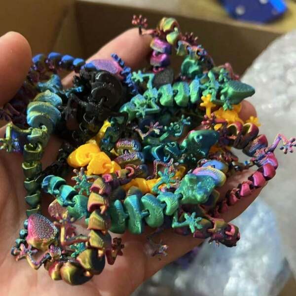 3D Printed Mini Gecko Set, 3D Printed Ornaments, Creative Animal Theme Novelty Toys, Holiday Gifts, Simple Novelty Decoration