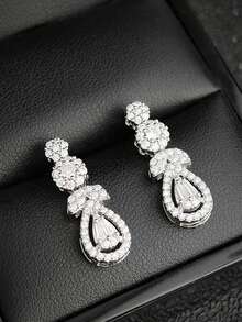 MOONSO 1 Pair Elegant Fashionable Personalized Water Drop Zirconia Stud Earrings, Party, Banquet, Travel, Holiday Gift, Women Earrings E7967