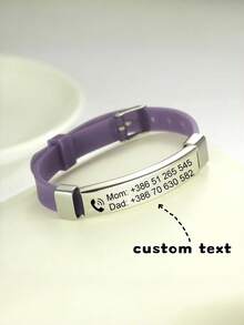 Customizable ID Wristband With Engraved Name, Date And Number: Silicone Emergency Contact Wristband For Parents' Emergency Contacts