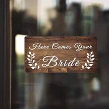 Wedding Sign Wedding Hanging Plaque Bride Groom 10x5 Inch Decorations Anniversaries Ceremony Hanging Decor Home Wall Room Wooden Reception Keepsake Double Sided Sign - 你的新娘來了 - 查看 5