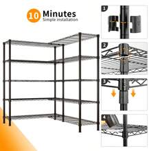 58''W  Adjustable  Storage Shelves 1500LBS  NSF  Wire Shelving Unit 5 Tier Metal Shelving For Storage Rack Shelves For Storage Heavy Duty Garage Shelf Pantry Shelves Kitchen Shelving,  58''W*71''H*