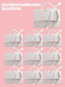 20/10pcs-Faux Pearl Decor Gift Bag, Simple Wrapping Bag For Party,Pearl Handle Decor Paper Gift Box,Exquisite White Gift Packaging Box For Valentine's Day Wedding Gift,Letterpress Printing Flower Box Mini Packaging Bags Paper Box For Gift Set Box Small Gift Bags Wedding Favors Party Decor,Mother's Day Gifts,Gift,Bridal Shower Autumn,Valentine's Day Party Favors