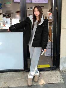 女士休闲连帽宽松加厚冬季外套