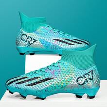 Men Soccer Cleats For Women High Top Outdoor Footall Boots Ankle Professional Training Shoes - Green - View 4