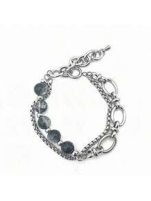 Double Layer Chain Crack Bead Steel Spliced Bracelet Unisex Hop Niche Light Luxury Niche Jewelry - SL249--冰裂珠拼接手鍊 - 查看 5