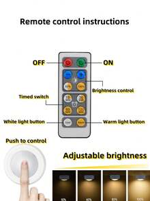 1/3/6pcs Wireless Wall Lights, Living Room Lighting, Triple RGB Wireless LED Wall Lamps, Cabinet Lighting, LED Spotlights, Battery Powered With Remote Control, Lighting Fixtures, LED Lights, Night Lights, Illumination, Reading Lights, Wireless Spotlights, Suitable For Corridor, Bathroom, Bedroom, Kitchen Cabinet, Stairs, Home Decor - 白色 - 查看 13