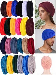 1pc Unisex Turban Headband With Twisted Knot & Pleated Design, Breathable & Lightweight, Classic Solid Color Headwrap, Versatile For Outdoor, Yoga, Sports, Casual Wear