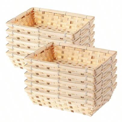 10 Pcs Natural Bamboo Basket Gift Hampers Retail Display Home Organizer