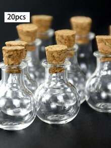 20/10 Mini Decorative Glass Bottles - Adorable Jars With Cork Stoppers Round Spherical Wishing Bottles, Glass Bottle Pendants, Mini Perfume Bottles, Decorative Miniature Drift Bottles Wishing Bottles, Crystal & Pebble Decor Storage Suitable For DIY Arts & Crafts, Wedding Favors, Home Decor, Party Souvenirs - 彩色 - 查看 13