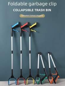 1pc (Random Color) Foldable Aluminum Alloy Trash Clamp Sanitary Clamp Cleaning Tool Pick Up Reacher Garbage Picker With Foldable Clamp, Tools For Men