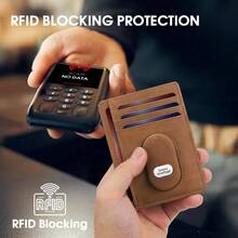 - portafolios delgada para Smarttag2 bolsillo frontal minimalista de piel compatible con RFID bloqueo tarjetero, Marrn - marrón - Ver 4