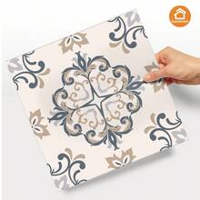 SUPSTICKER 12/36 件波西米亚风格图案地板贴纸，PVC 自粘地砖，即撕即贴，家居装饰防水防污易清洁，适用于卧室、门厅、阳台、楼梯间地板翻新，7.87x7.87 英寸/11.81x11.81 英寸 - 彩色 - 查看 3