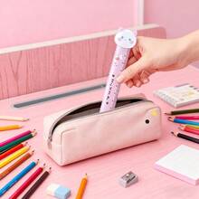 1 pieza Adorable regla de 15 cm con pompones, regla linda con línea de onda con 4 opciones de estilo (Regla con pompones rosa, Regla con pompones caqui, Regla con pompones negra, Regla con pompones beige)