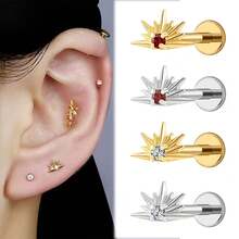 1 pieza Pendiente de cartílago con rosca de titanio G23, con brillante CZ, pendiente de oreja, pendiente de hélix, pendiente de trago, conjunto de joyas de perforación exquisitas, nuevo artículo de joyería de perforación para San Valentín