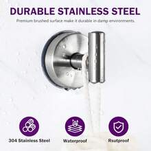 Suction Cup Hooks For Shower Wall Stainl Steel Vacuum Shower Hook Heavy Duty Bathroom Suction Towel Holder For Inside Shower Coat Hooks Wall Hanger For Door Glass Kitchen Brushed Sier 4Pcs