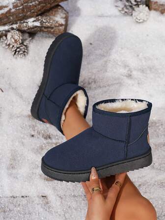 女款复古优雅纯色户外抓绒雪地靴厚底防滑短靴保暖防寒冬季新款加厚保暖防冻雪地靴防水防滑舒适雪地靴男女款设计户外防滑舒适厚底平底鞋冬季拖鞋