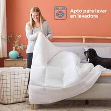 - Edredn Acolchado de Plumn Alternativo - - Microfibra Suave e Hipoalergnica - salo o con Funda - Reversible - Toda Estacin - Blanco - Blanco + Queen - Ver 7
