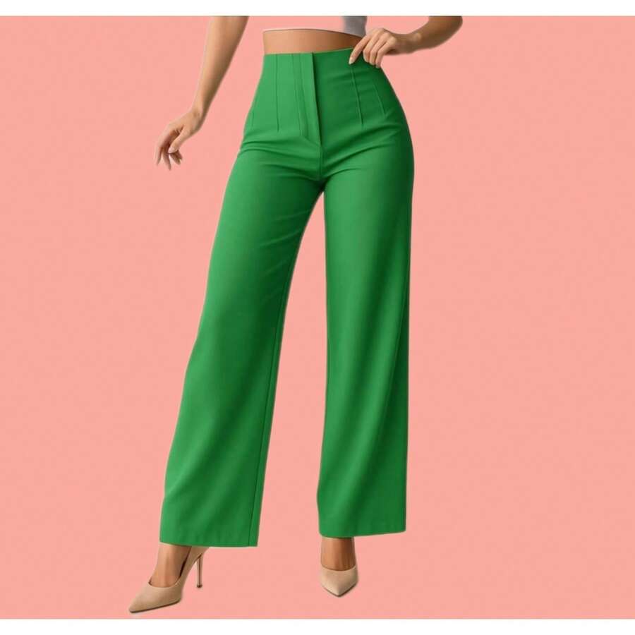 Pantalón de Vestir con Pinzas en cintura (ACAMPANADO) - Verde - Ver 1