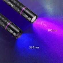 Alonefire SV113 395nm/365nm 紫外灯，USB 充电，LCD 电量显示，LED 手电筒，紫外黑光灯，高亮度树脂凝胶美甲固化灯，宠物尿渍、隐形墨水、矿物、硬币、蝎子荧光检测器 - 彩色 - 查看 6