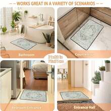 1Pc Extra Large Floral Geometric Area Rugs - Non-Slip TPR Backing, Machine Washable Low-Pile Polyester Carpet For Living Room, Bedroom, Office - Green Beige & White Modern Farmhouse Decor, Durable Floor Covering, Rugs For Living Room - Style 1 - View 10